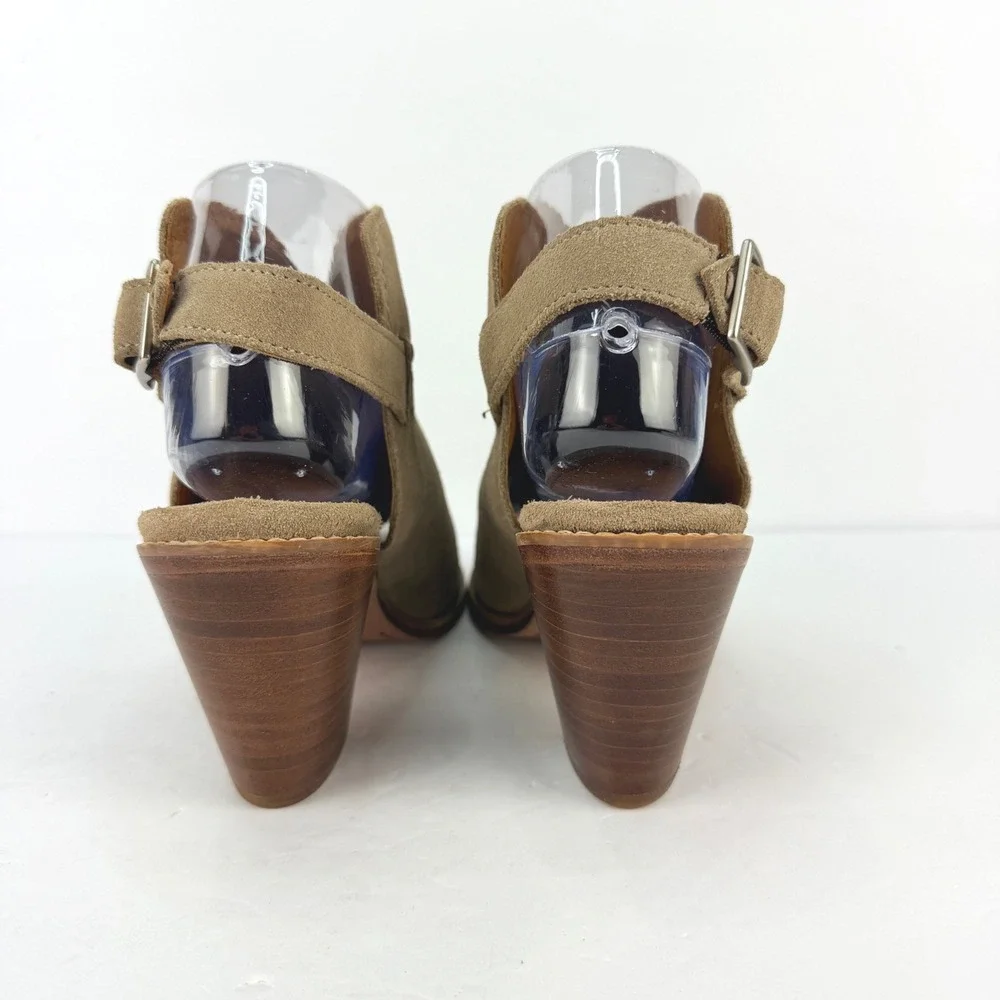 Frye Women 7.5 Courtney Ash Suede Slingback Peep Toe Heel Sandals Western Luxury